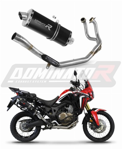 Honda CRF 1000L Africa Twin 2015 -2017 Full Exhaust System  Muffler Auspuff Sportauspuff Silencer Echappement Silencieux Scarico Scarichi Escape Collector Manifold Wydech Tłumik  P7 BLACK  DOMINATOR x