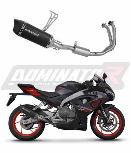 kompletny układ wydechowy z tłumikiem DOMINATOR Full System HP6 CZARNY pasujący do motocykla Aprilia RS 457 2024 - 2026