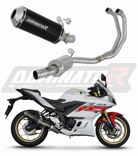 kompletny układ wydechowy z tłumikiem DOMINATOR Full System OV G2 CZARNY pasujący do motocykla Yamaha YZF-R3 2019 - 2024 2