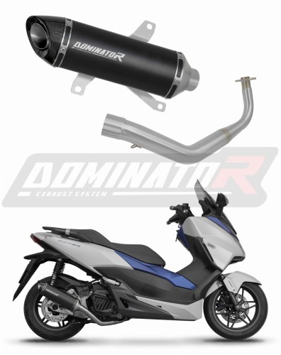 kompletny układ wydechowy z tłumikiem DOMINATOR Full System HP8 CZARNY pasujący do motocykla Honda NSS 125 FORZA 2017 - 2020